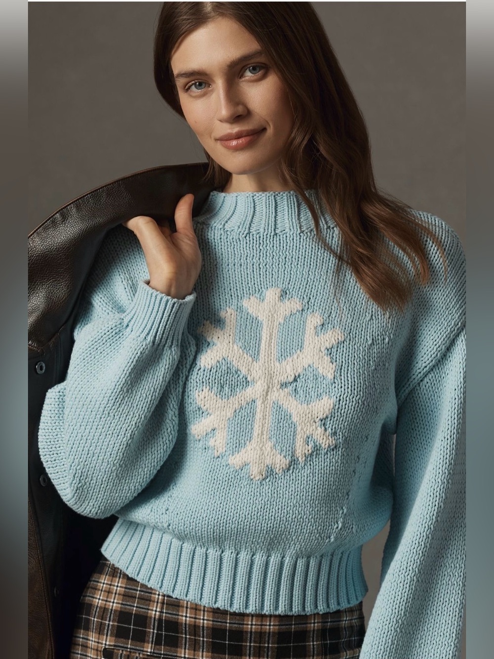 Anthropologie Maeve Pippa Icon Mock-Neck Sweater Snowflake